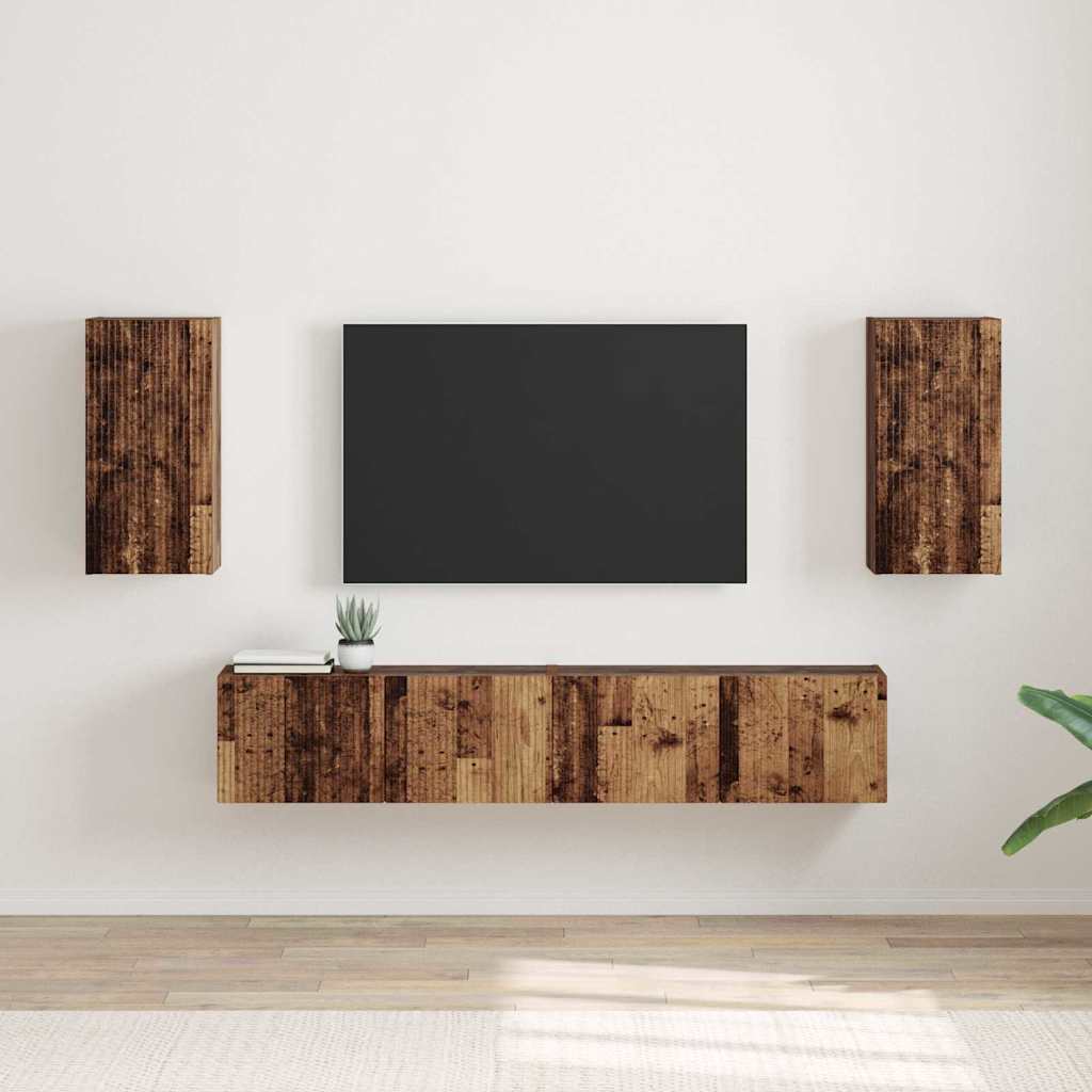 Meuble TV Suspendu Colonne Effet Béton - 100 cm-Mon Meuble TV-Bois ancien-30 x 31 x 60 cm-2-68