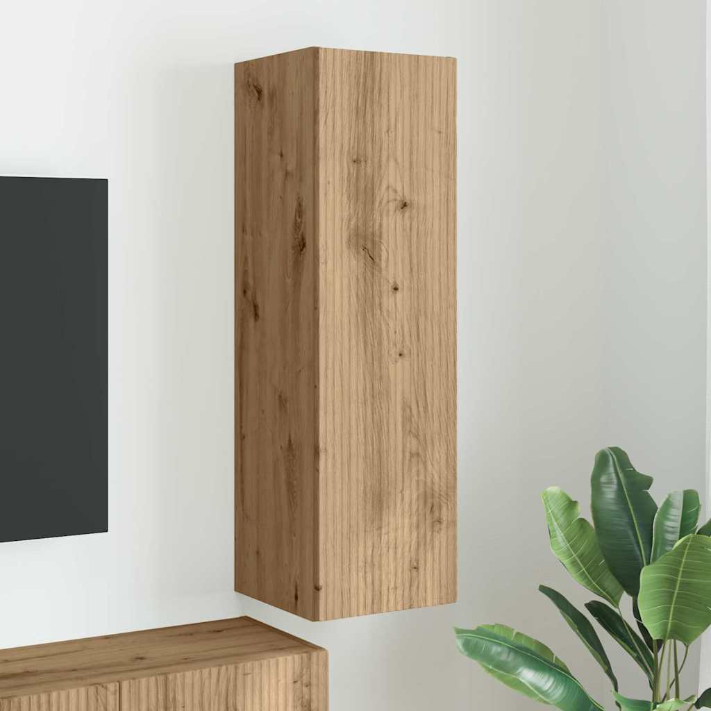 Meuble TV Suspendu Colonne Effet Béton - 100 cm-Mon Meuble TV-chêne artisanal-30 x 31 x 100 cm-1-75