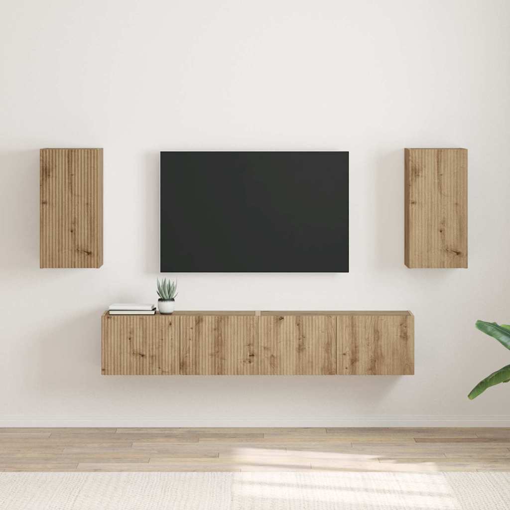 Meuble TV Suspendu Colonne Effet Béton - 100 cm-Mon Meuble TV-chêne artisanal-30 x 31 x 60 cm-2-30