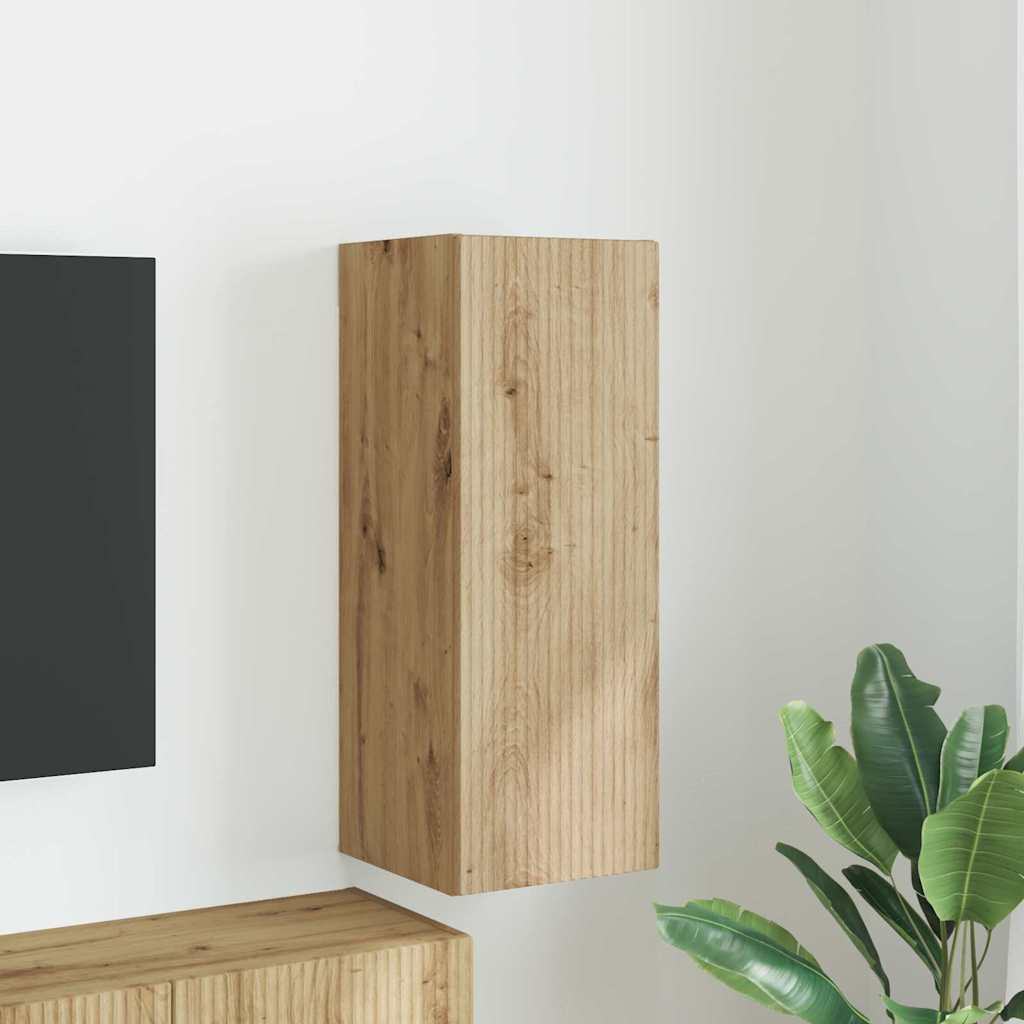 Meuble TV Suspendu Colonne Effet Béton - 100 cm-Mon Meuble TV-chêne artisanal-30 x 31 x 80 cm-1-58