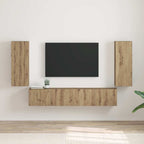 Meuble TV Suspendu Colonne Effet Béton - 100 cm-Mon Meuble TV-chêne artisanal-30 x 31 x 80 cm-2-31