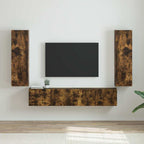 Meuble TV Suspendu Colonne Effet Béton - 100 cm-Mon Meuble TV-Chêne fumé-30 x 31 x 100 cm-2-71