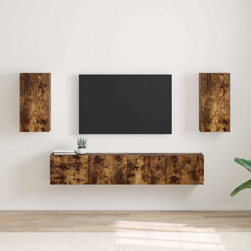 Meuble TV Suspendu Colonne Effet Béton - 100 cm-Mon Meuble TV-Chêne fumé-30 x 31 x 60 cm-2-72