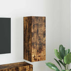 Meuble TV Suspendu Colonne Effet Béton - 100 cm-Mon Meuble TV-Chêne fumé-30 x 31 x 80 cm-1-55