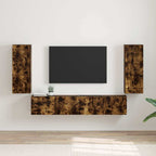 Meuble TV Suspendu Colonne Effet Béton - 100 cm-Mon Meuble TV-Chêne fumé-30 x 31 x 80 cm-2-69