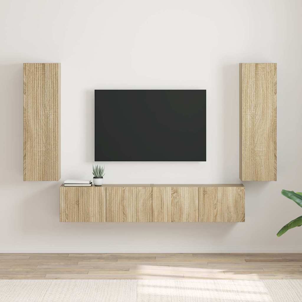 Meuble TV Suspendu Colonne Effet Béton - 100 cm-Mon Meuble TV-Chêne sonoma-30 x 31 x 100 cm-2-36