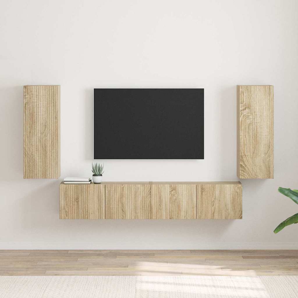 Meuble TV Suspendu Colonne Effet Béton - 100 cm-Mon Meuble TV-Chêne sonoma-30 x 31 x 80 cm-2-35