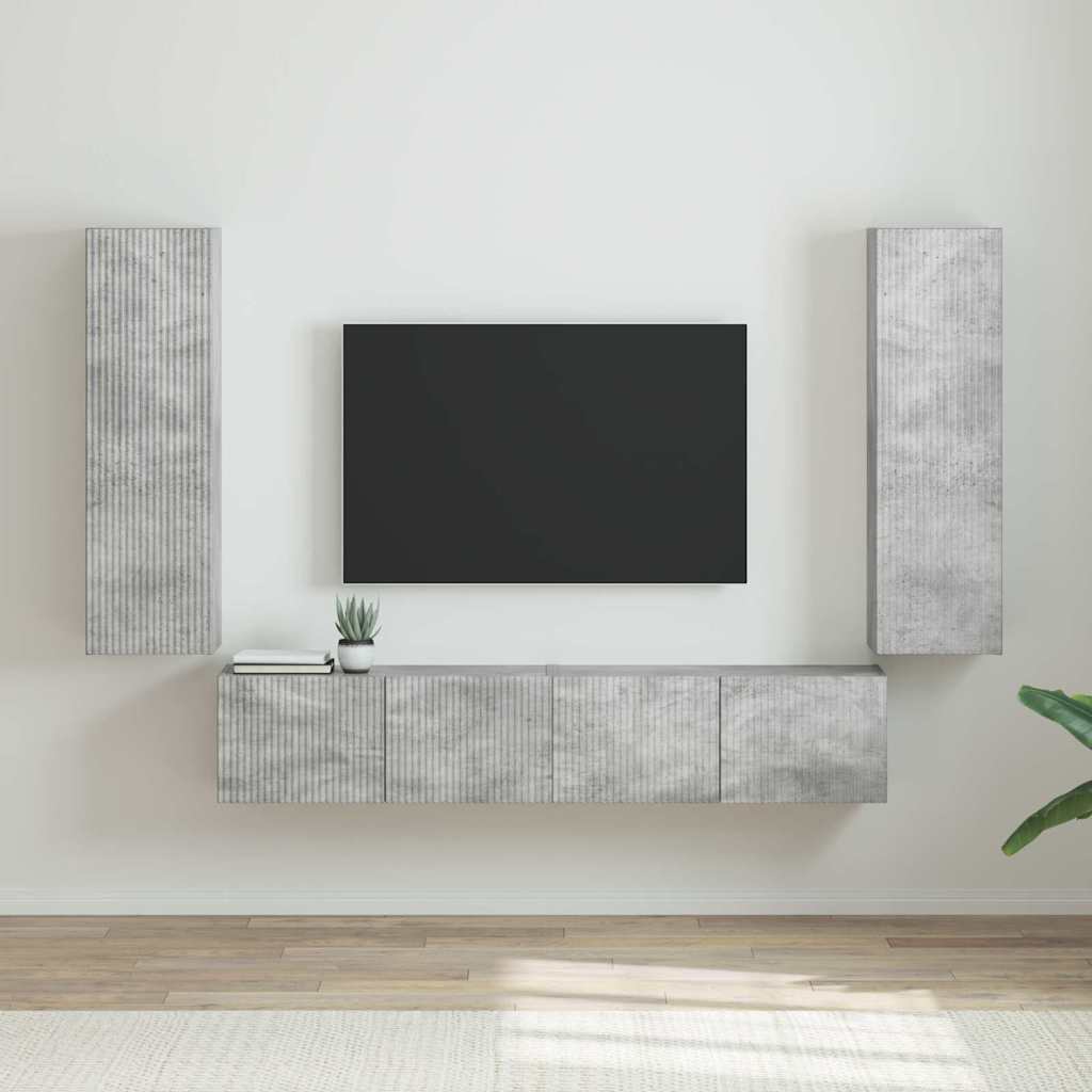 Meuble TV Suspendu Colonne Effet Béton - 100 cm-Mon Meuble TV-Gris béton-30 x 31 x 100 cm-2-21