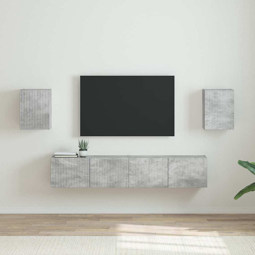 Meuble TV Suspendu Colonne Effet Béton - 100 cm-Mon Meuble TV-Gris béton-30 x 31 x 40 cm-2-18