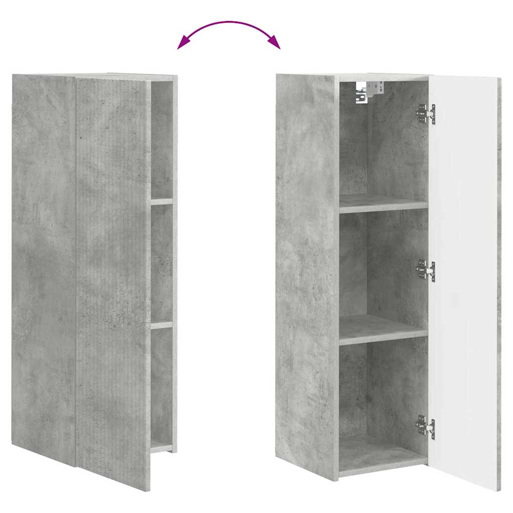 Meuble TV Suspendu Colonne Effet Béton - 100 cm-Mon Meuble TV-Gris béton-30 x 31 x 80 cm-1-12