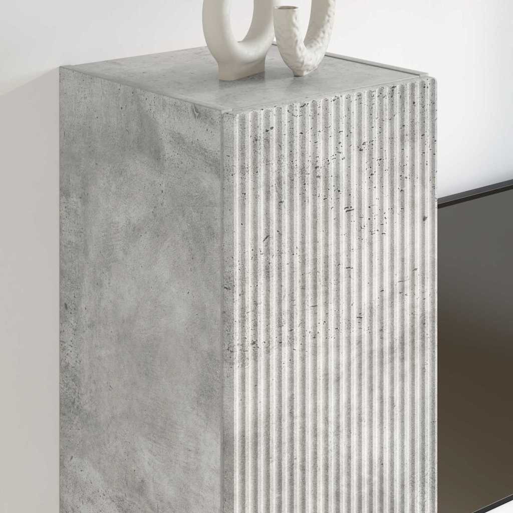 Meuble TV Suspendu Colonne Effet Béton - 100 cm-Mon Meuble TV-Gris béton-30 x 31 x 80 cm-1-4