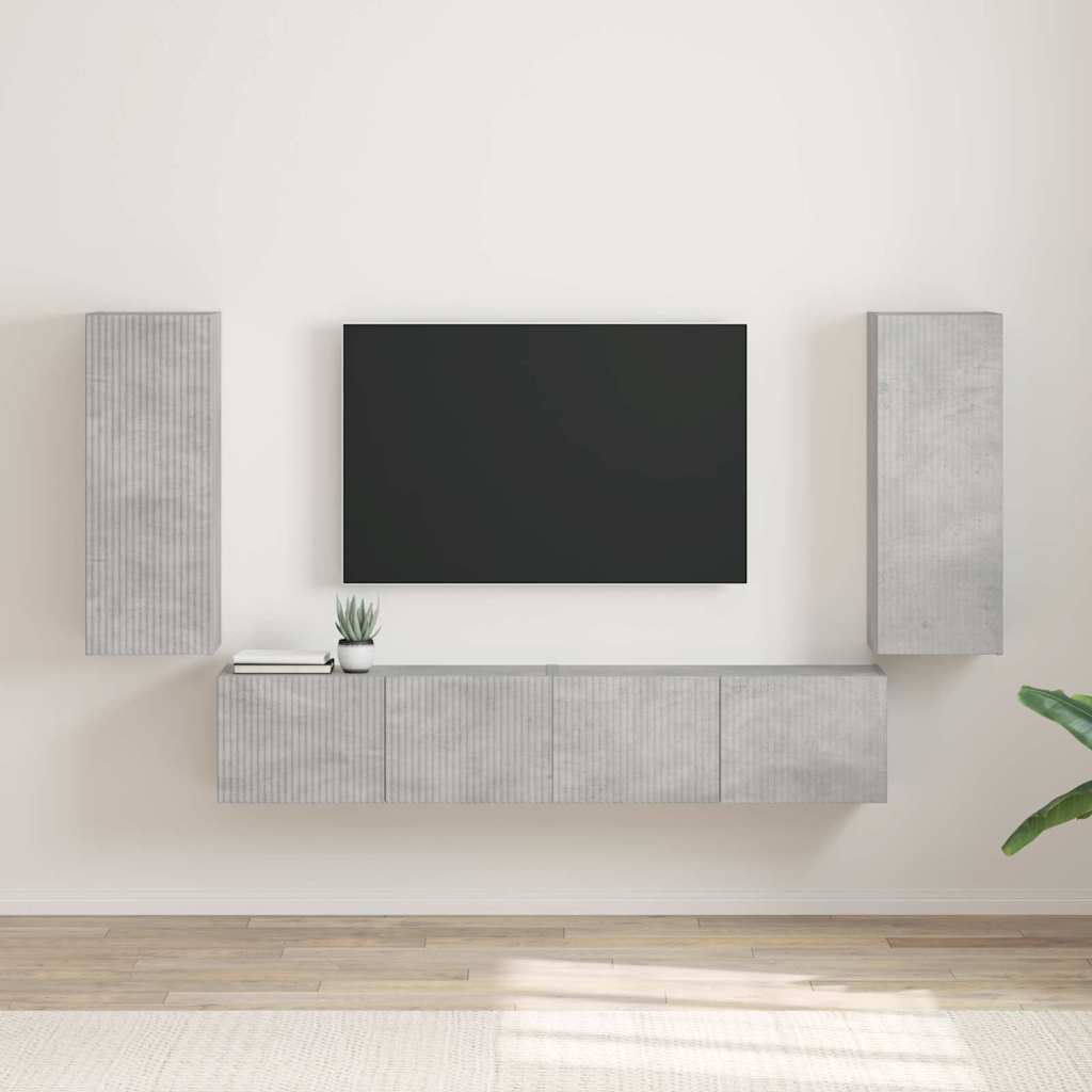 Meuble TV Suspendu Colonne Effet Béton - 100 cm-Mon Meuble TV-Gris béton-30 x 31 x 80 cm-2-20