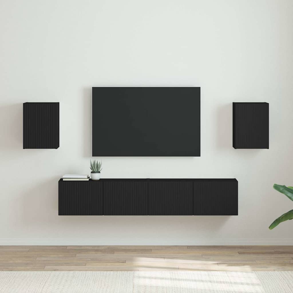 Meuble TV Suspendu Colonne Effet Béton - 100 cm-Mon Meuble TV-Noir-30 x 31 x 40 cm-2-23