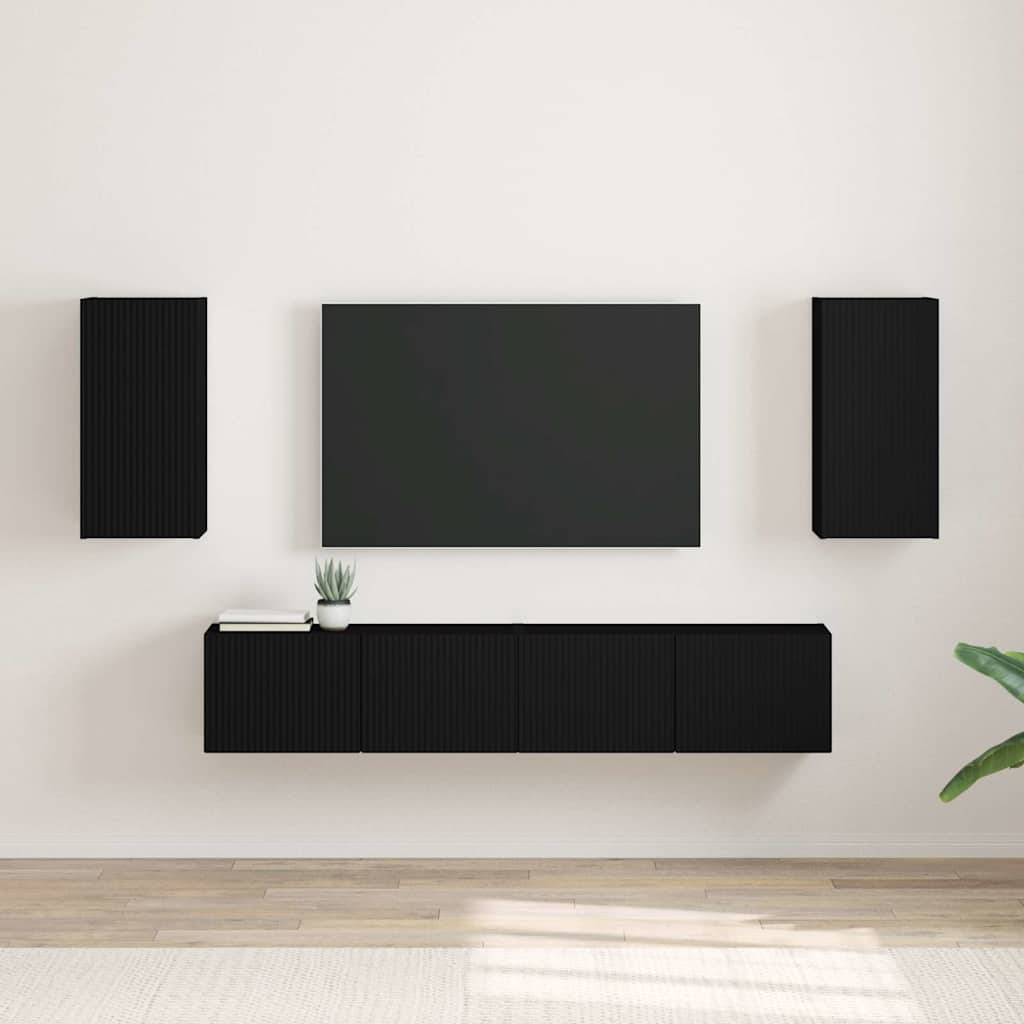 Meuble TV Suspendu Colonne Effet Béton - 100 cm-Mon Meuble TV-Noir-30 x 31 x 60 cm-2-25