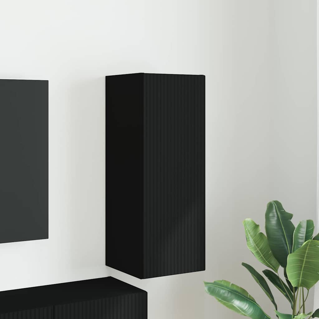 Meuble TV Suspendu Colonne Effet Béton - 100 cm-Mon Meuble TV-Noir-30 x 31 x 80 cm-1-47