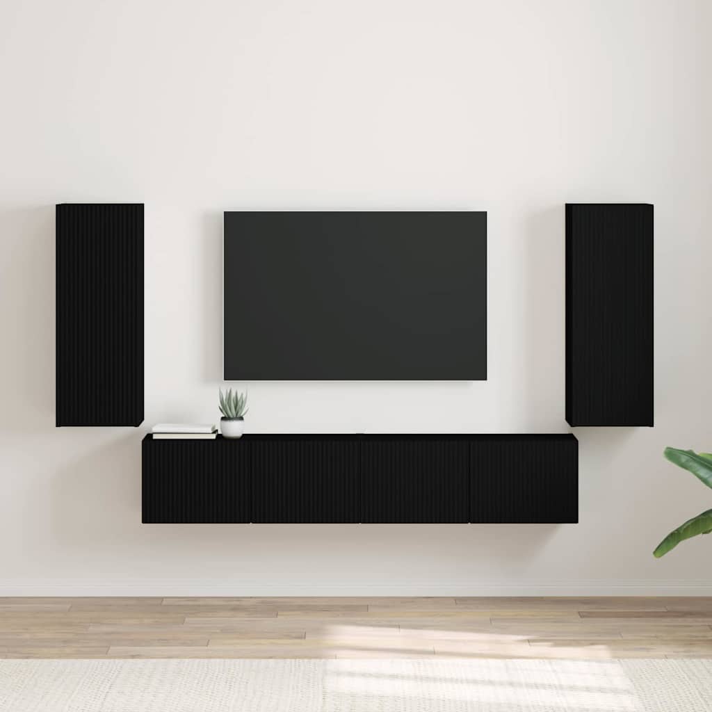 Meuble TV Suspendu Colonne Effet Béton - 100 cm-Mon Meuble TV-Noir-30 x 31 x 80 cm-2-27