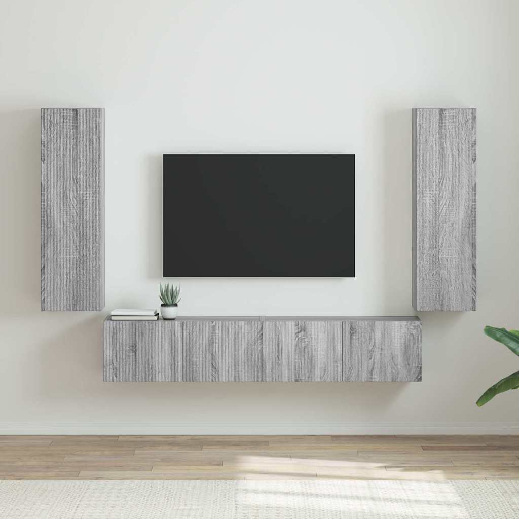 Meuble TV Suspendu Colonne Effet Béton - 100 cm-Mon Meuble TV-Sonoma gris-30 x 31 x 100 cm-2-33