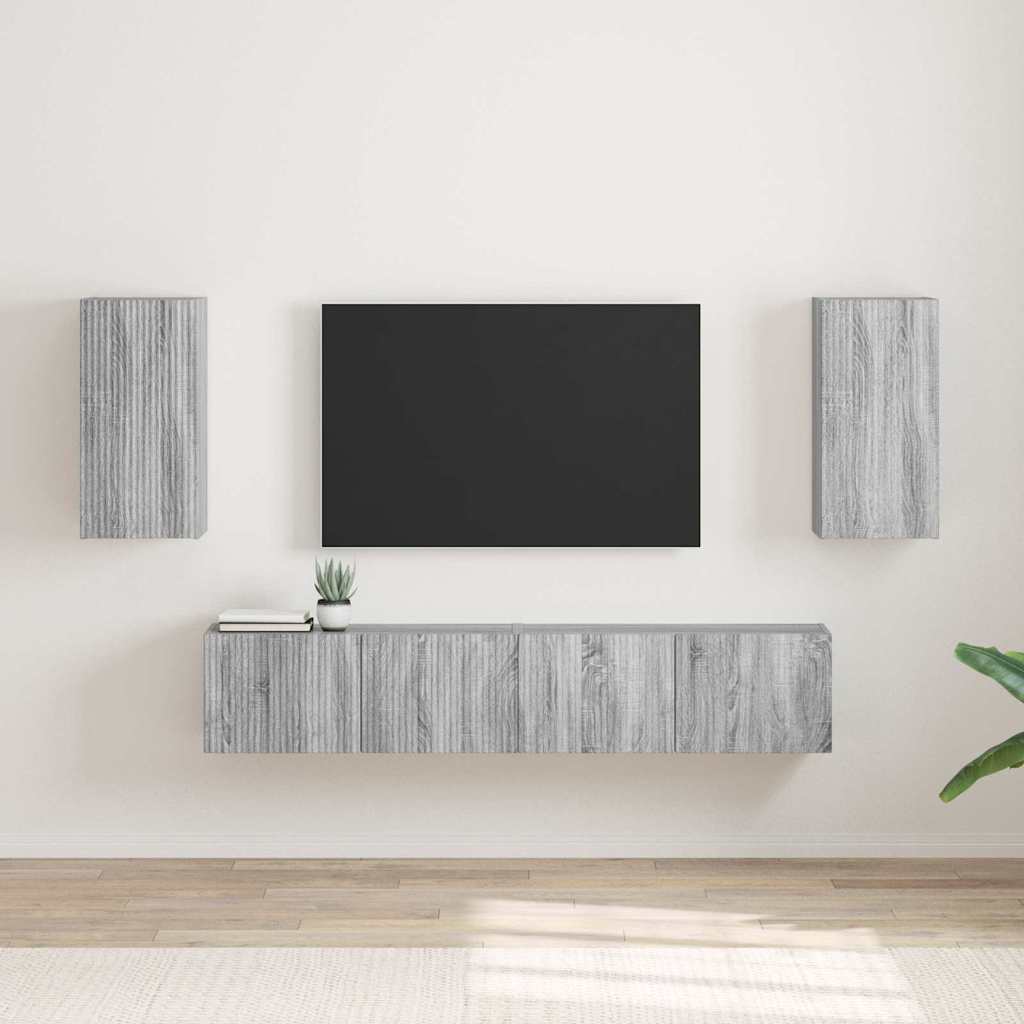 Meuble TV Suspendu Colonne Effet Béton - 100 cm-Mon Meuble TV-Sonoma gris-30 x 31 x 60 cm-2-73