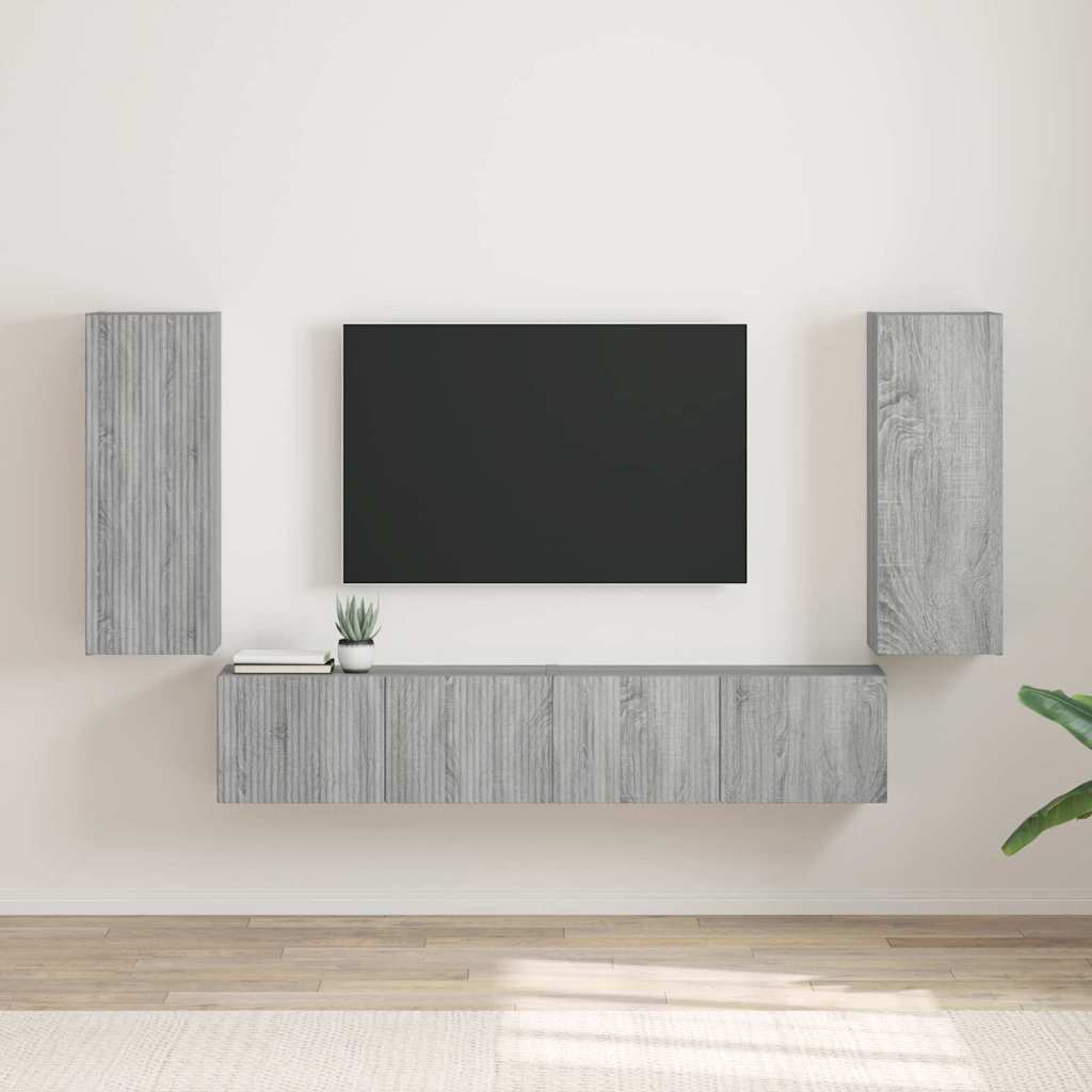 Meuble TV Suspendu Colonne Effet Béton - 100 cm-Mon Meuble TV-Sonoma gris-30 x 31 x 80 cm-2-74