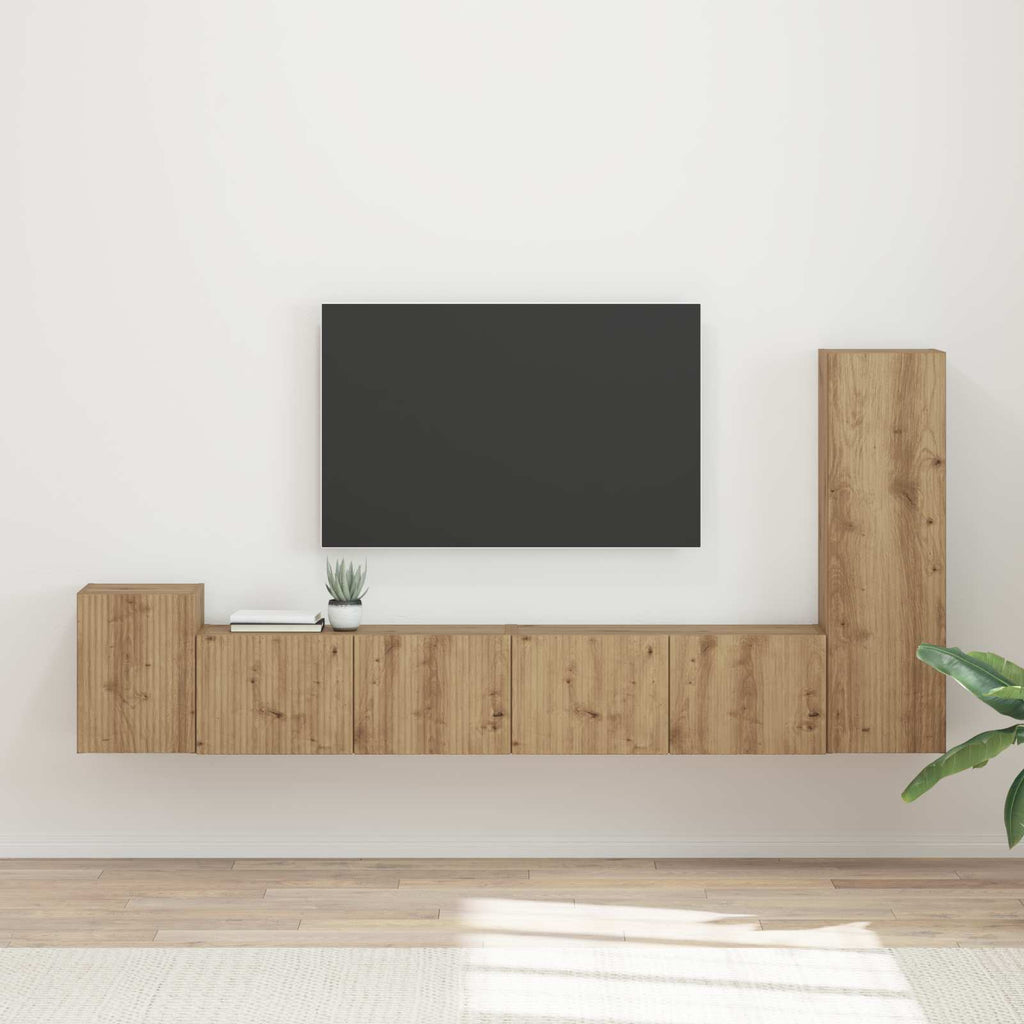 Meuble TV Suspendu de Salon Gris Sonoma - 3 Pièces-Mon Meuble TV-chêne artisanal-19