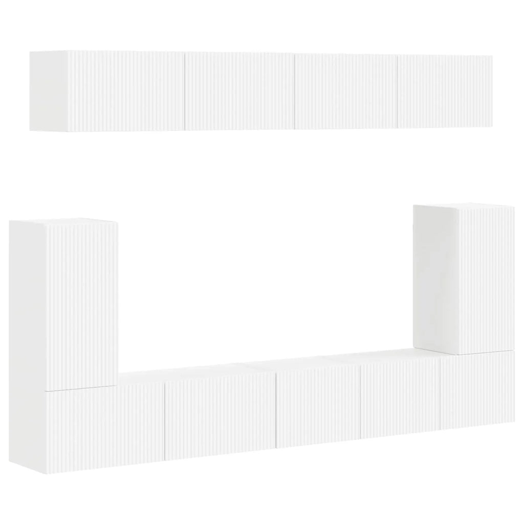 Meuble TV Suspendu Effet Bois Blanc - 5 Pièces-Mon Meuble TV-1
