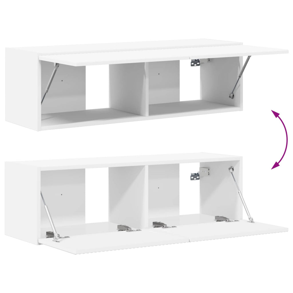 Meuble TV Suspendu Effet Bois Blanc - 5 Pièces-Mon Meuble TV-12