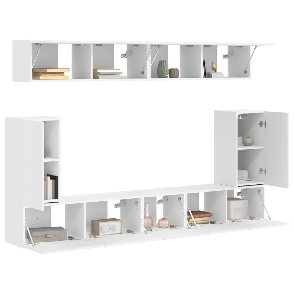 Meuble TV Suspendu Effet Bois Blanc - 5 Pièces-Mon Meuble TV-3