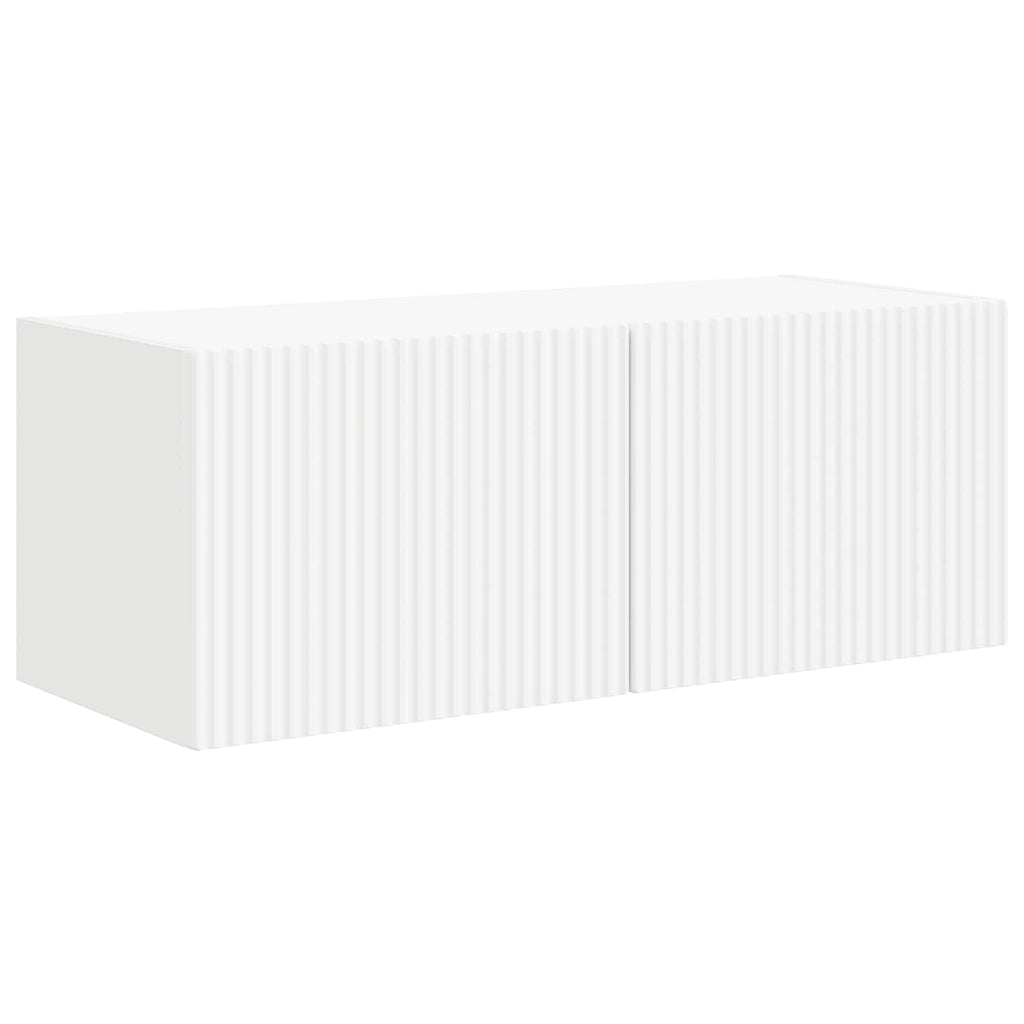 Meuble TV Suspendu Effet Bois Blanc - 5 Pièces-Mon Meuble TV-6
