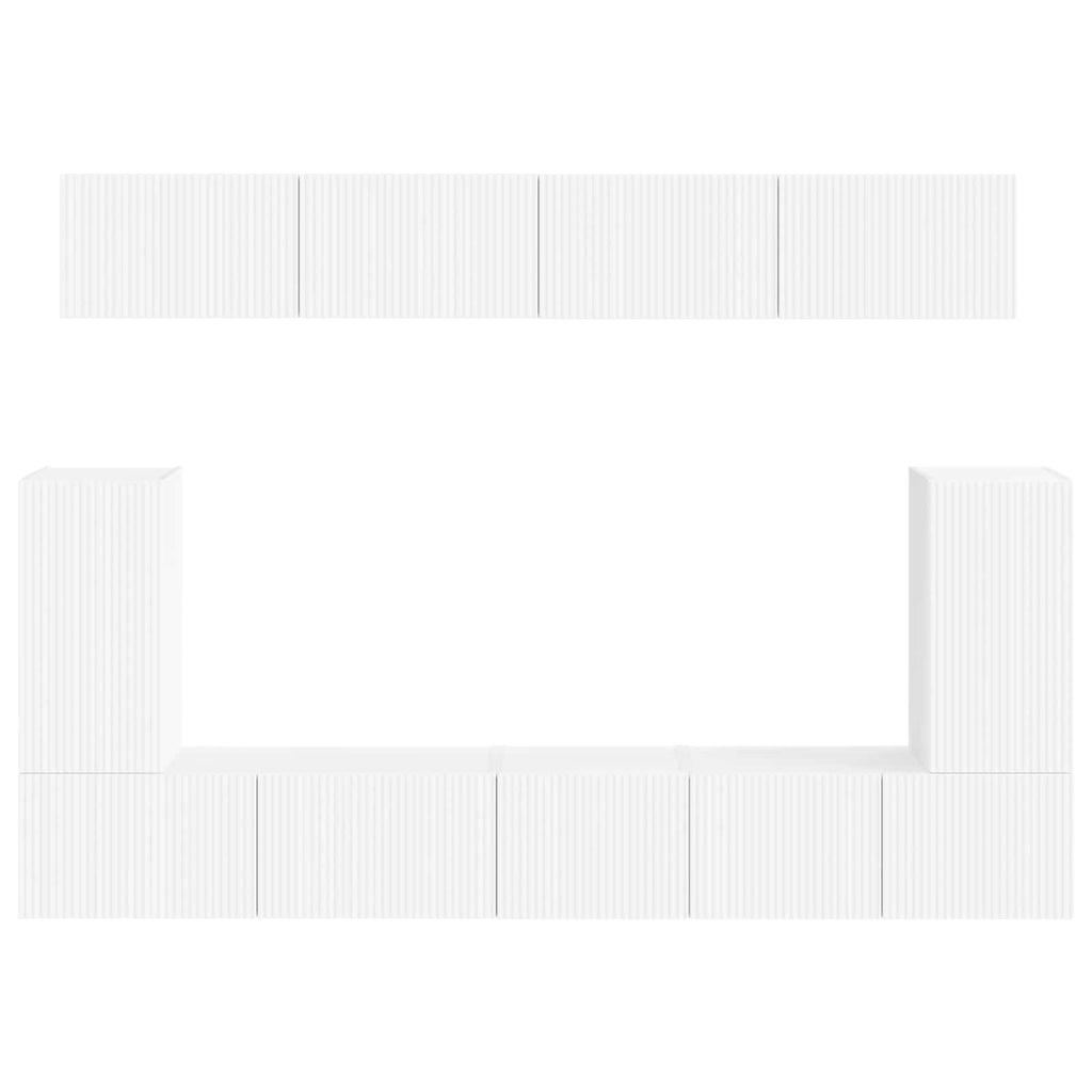 Meuble TV Suspendu Effet Bois Blanc - 5 Pièces-Mon Meuble TV-9