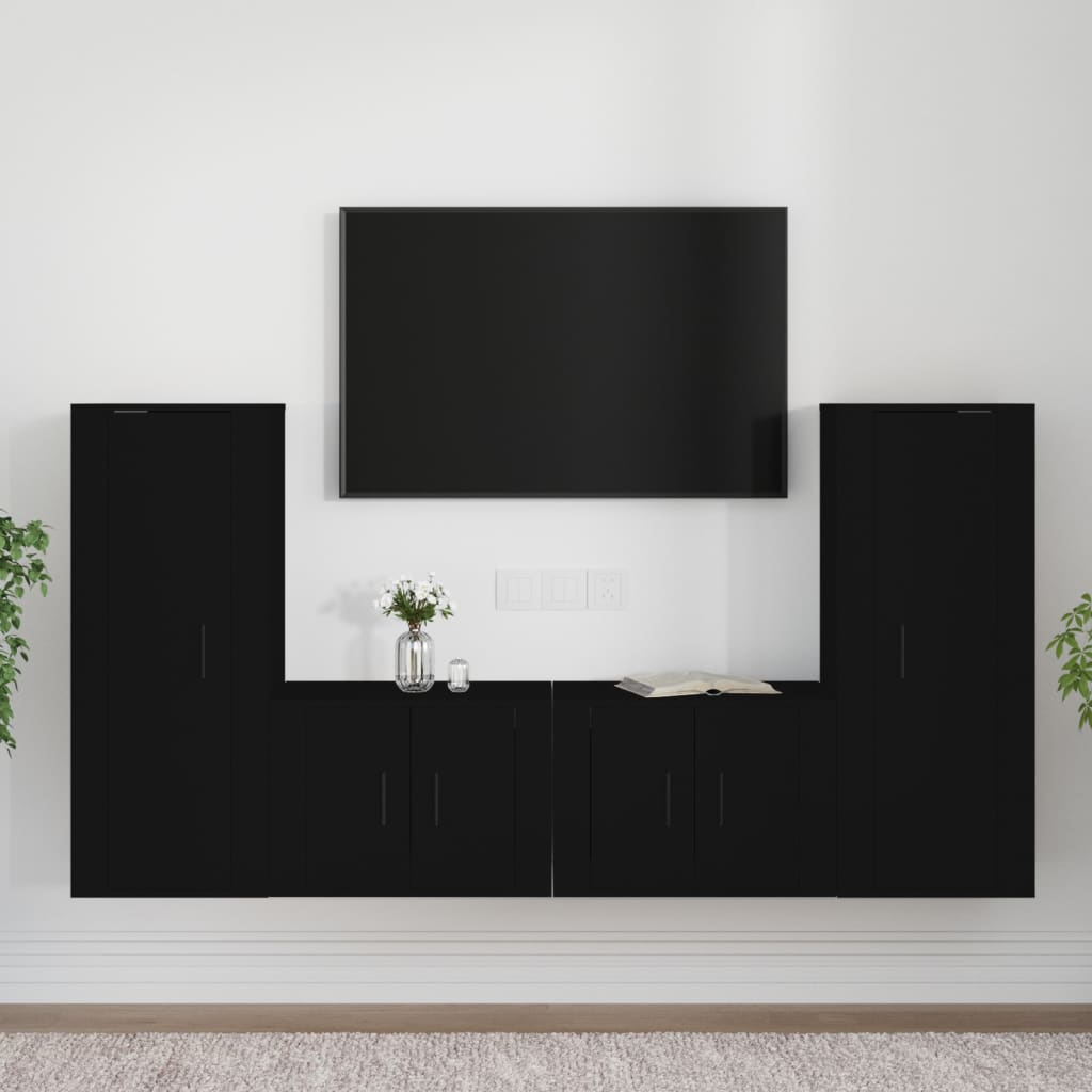 Meuble TV Suspendu Effet Bois Chêne - 180 cm-Mon Meuble TV-Noir-11
