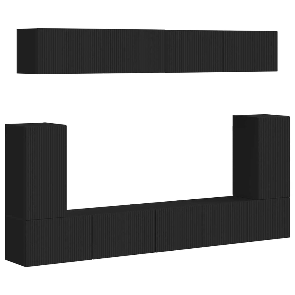 Meuble TV Suspendu Effet Bois et Noir - 5 Pièces-Mon Meuble TV-1