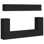 Meuble TV Suspendu Effet Bois et Noir - 5 Pièces-Mon Meuble TV-1