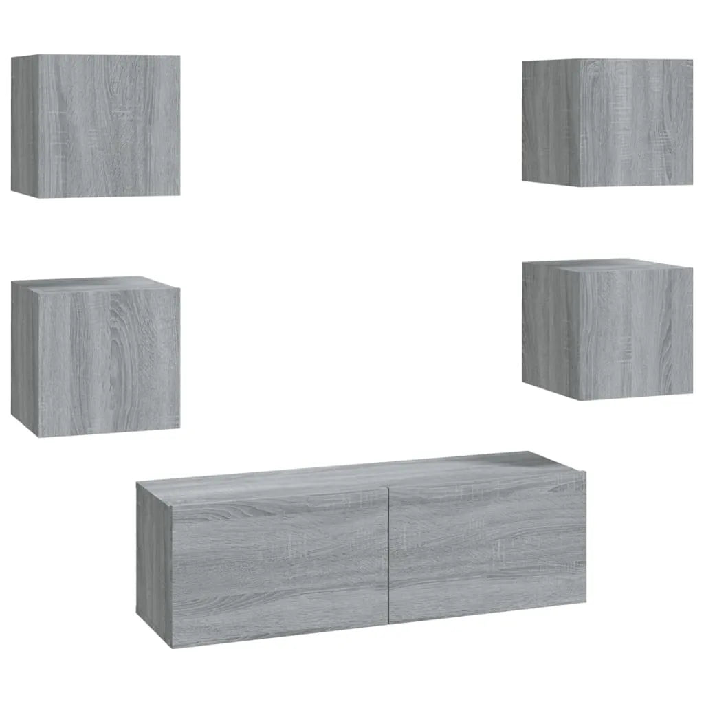 Meuble TV Suspendu Effet Bois Gris - 5 Pièces-Mon Meuble TV-Gris béton-60 cm-6-1