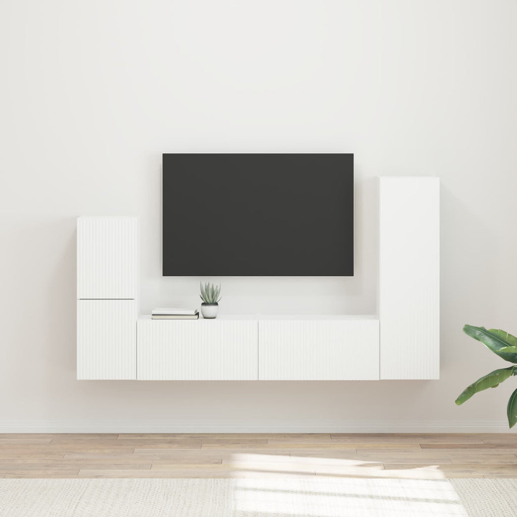 Meuble TV Suspendu Effet Bois Gris Sonoma - 4 Pièces-Mon Meuble TV-Blanc-20