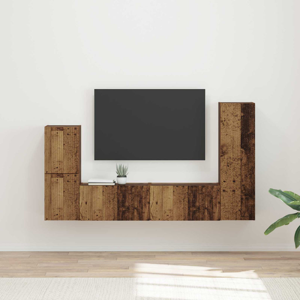 Meuble TV Suspendu Effet Bois Gris Sonoma - 4 Pièces-Mon Meuble TV-Bois ancien-18