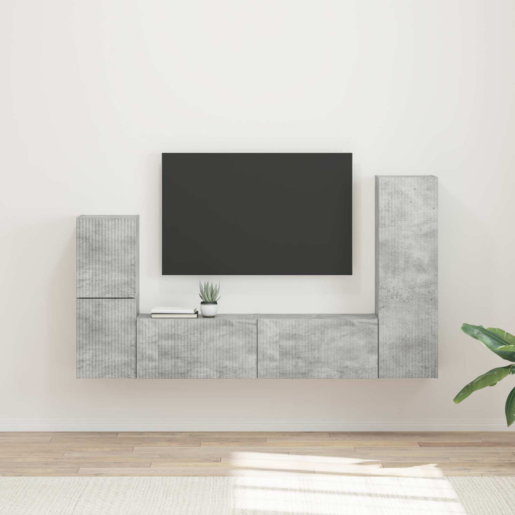 Meuble TV Suspendu Effet Bois Gris Sonoma - 4 Pièces-Mon Meuble TV-Gris béton-15
