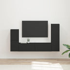 Meuble TV Suspendu Effet Bois Gris Sonoma - 4 Pièces-Mon Meuble TV-Noir-21