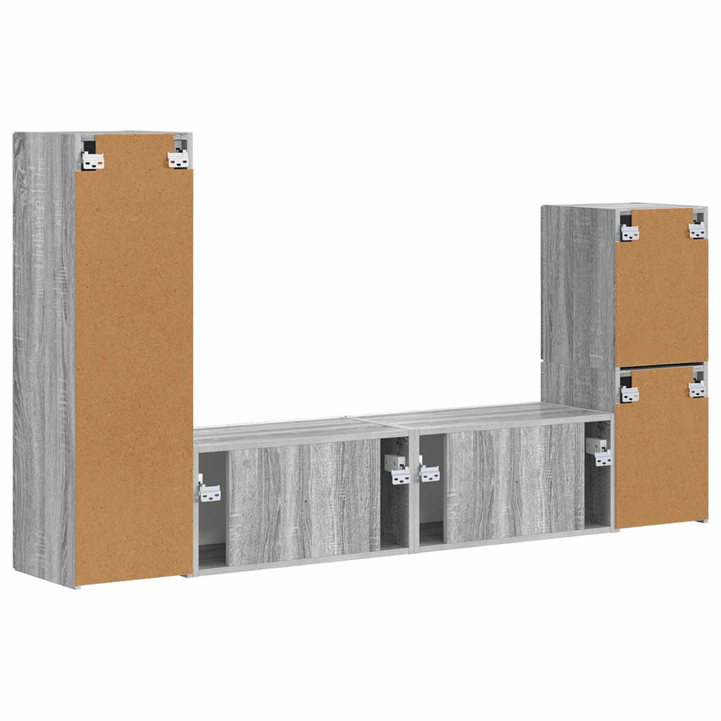 Meuble TV Suspendu Effet Bois Gris Sonoma - 4 Pièces-Mon Meuble TV-Sonoma gris-10