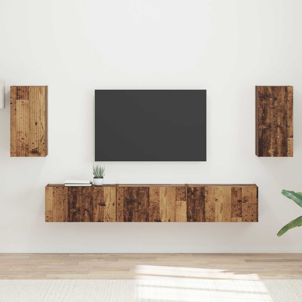 Meuble TV Suspendu Effet Bois Naturel - 5 Pièces-Mon Meuble TV-2