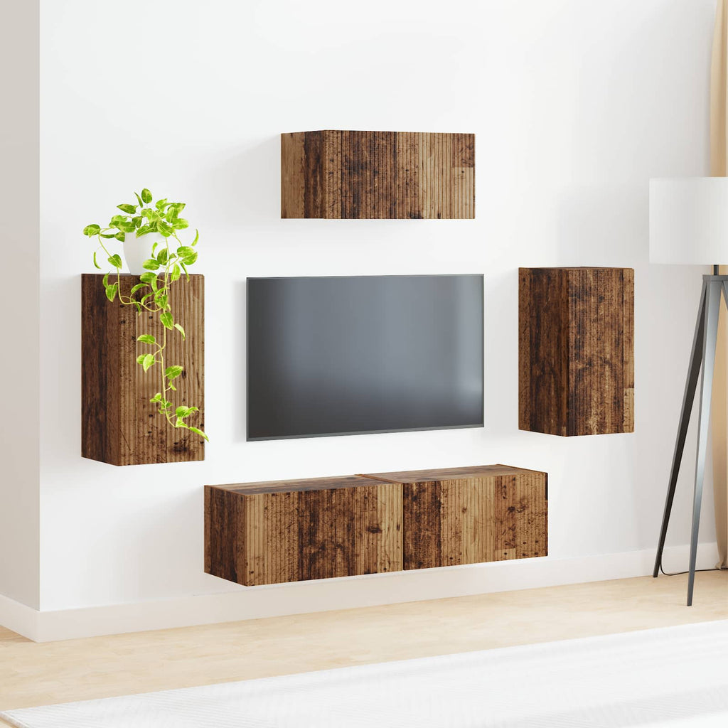 Meuble TV Suspendu Effet Bois Naturel - 5 Pièces-Mon Meuble TV-4