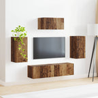Meuble TV Suspendu Effet Bois Naturel - 5 Pièces-Mon Meuble TV-4