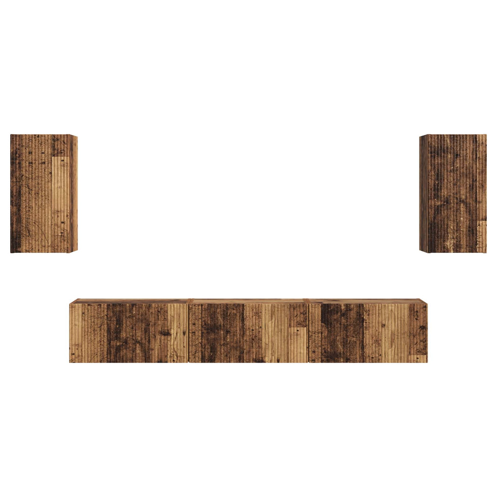 Meuble TV Suspendu Effet Bois Naturel - 5 Pièces-Mon Meuble TV-7