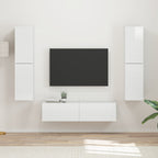 Meuble TV Suspendu Effet Bois Rustique - 6 Pièces-Mon Meuble TV-Blanc brillant-17