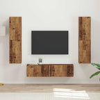 Meuble TV Suspendu Effet Bois Rustique - 6 Pièces-Mon Meuble TV-Bois ancien-2