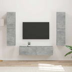 Meuble TV Suspendu Effet Bois Rustique - 6 Pièces-Mon Meuble TV-Gris béton-16