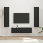 Meuble TV Suspendu Effet Bois Rustique - 6 Pièces-Mon Meuble TV-Noir-14