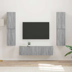Meuble TV Suspendu Effet Bois Rustique - 6 Pièces-Mon Meuble TV-Sonoma gris-20