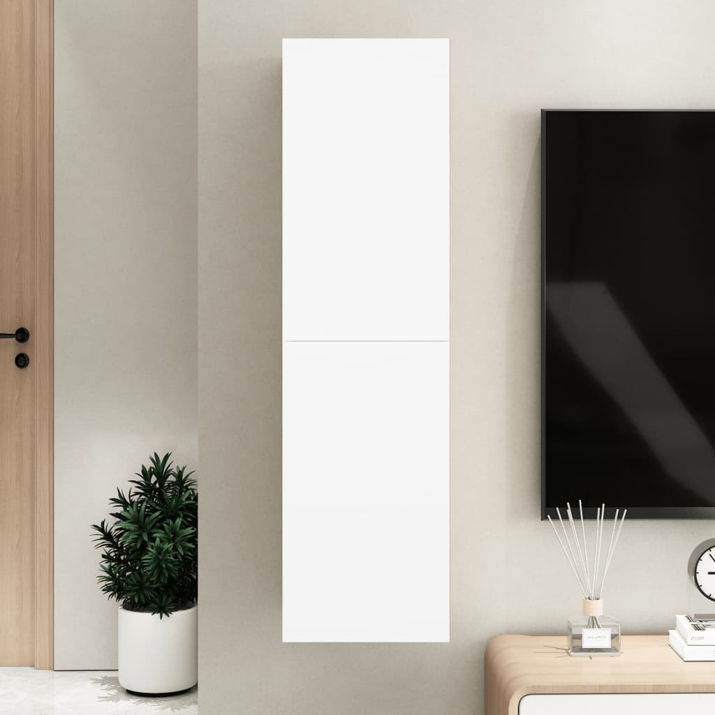 Meuble TV Suspendu Effet Chêne Artisanal - 110 cm-Mon Meuble TV-Blanc-110 cm-1-25