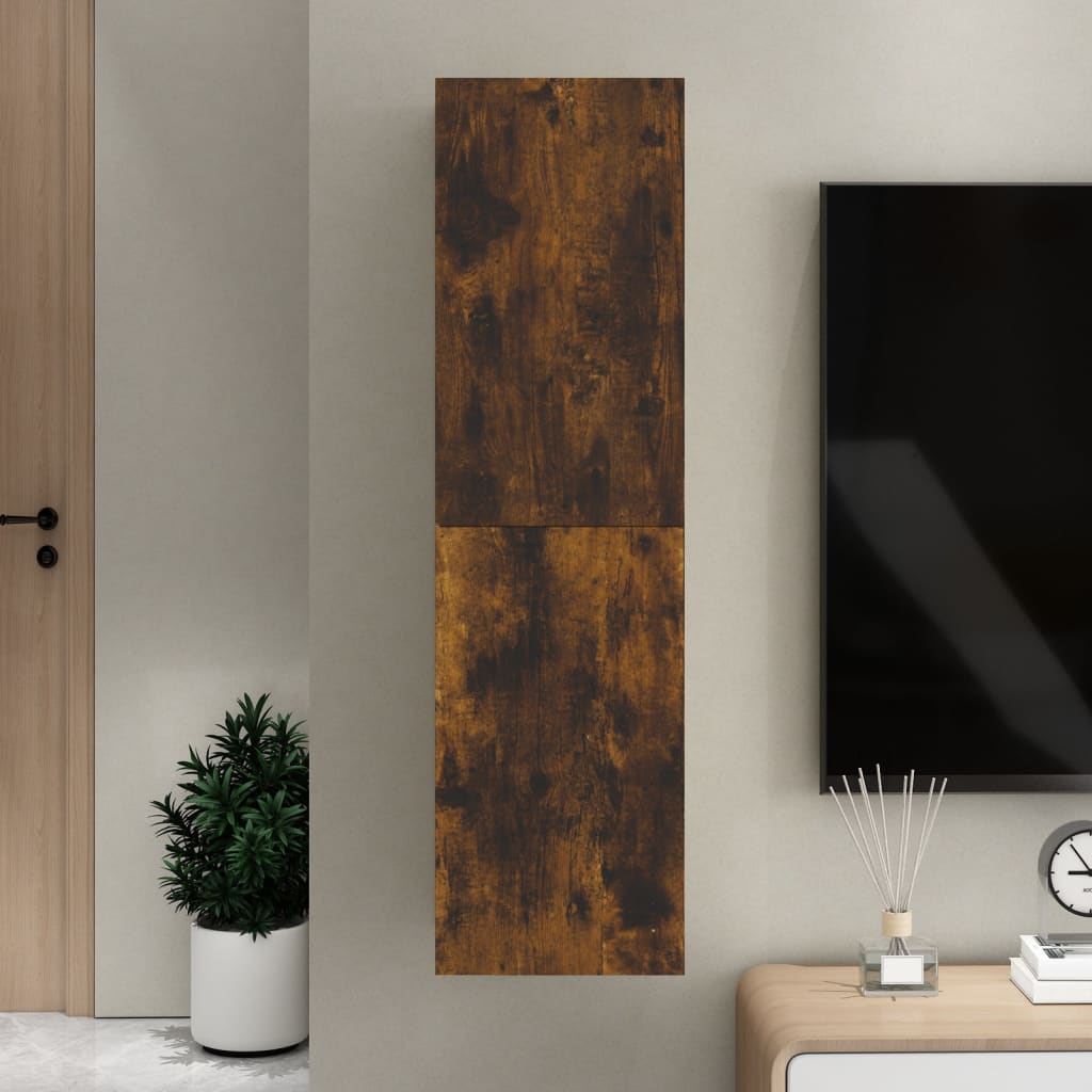 Meuble TV Suspendu Effet Chêne Artisanal - 110 cm-Mon Meuble TV-Chêne fumé-110 cm-1-33
