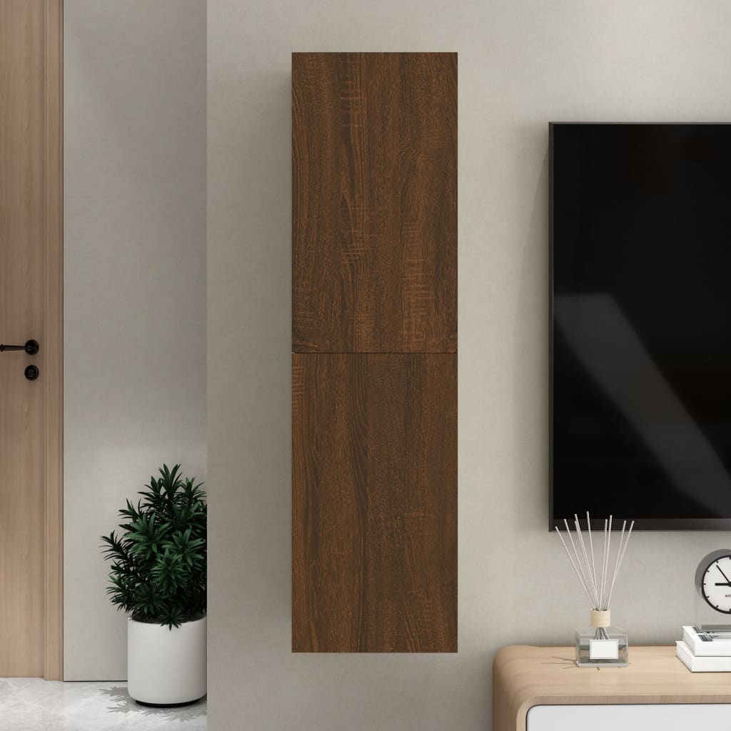 Meuble TV Suspendu Effet Chêne Artisanal - 110 cm-Mon Meuble TV-Chêne marron-110 cm-1-34